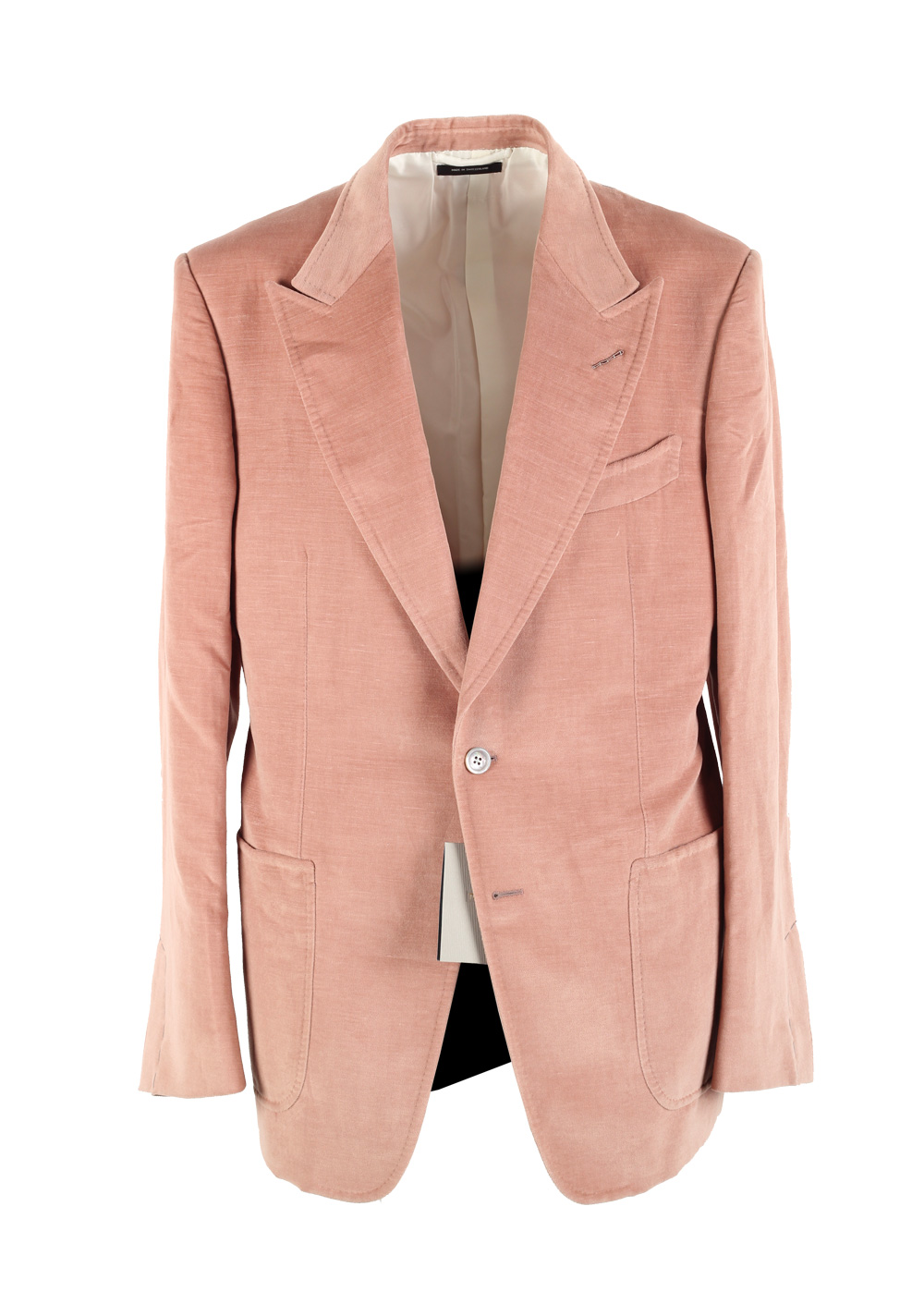 TOM FORD Shelton Velvet Salmon Sport Coat Size 52 / 42R U.S. In Cotton Linen | Costume Limité