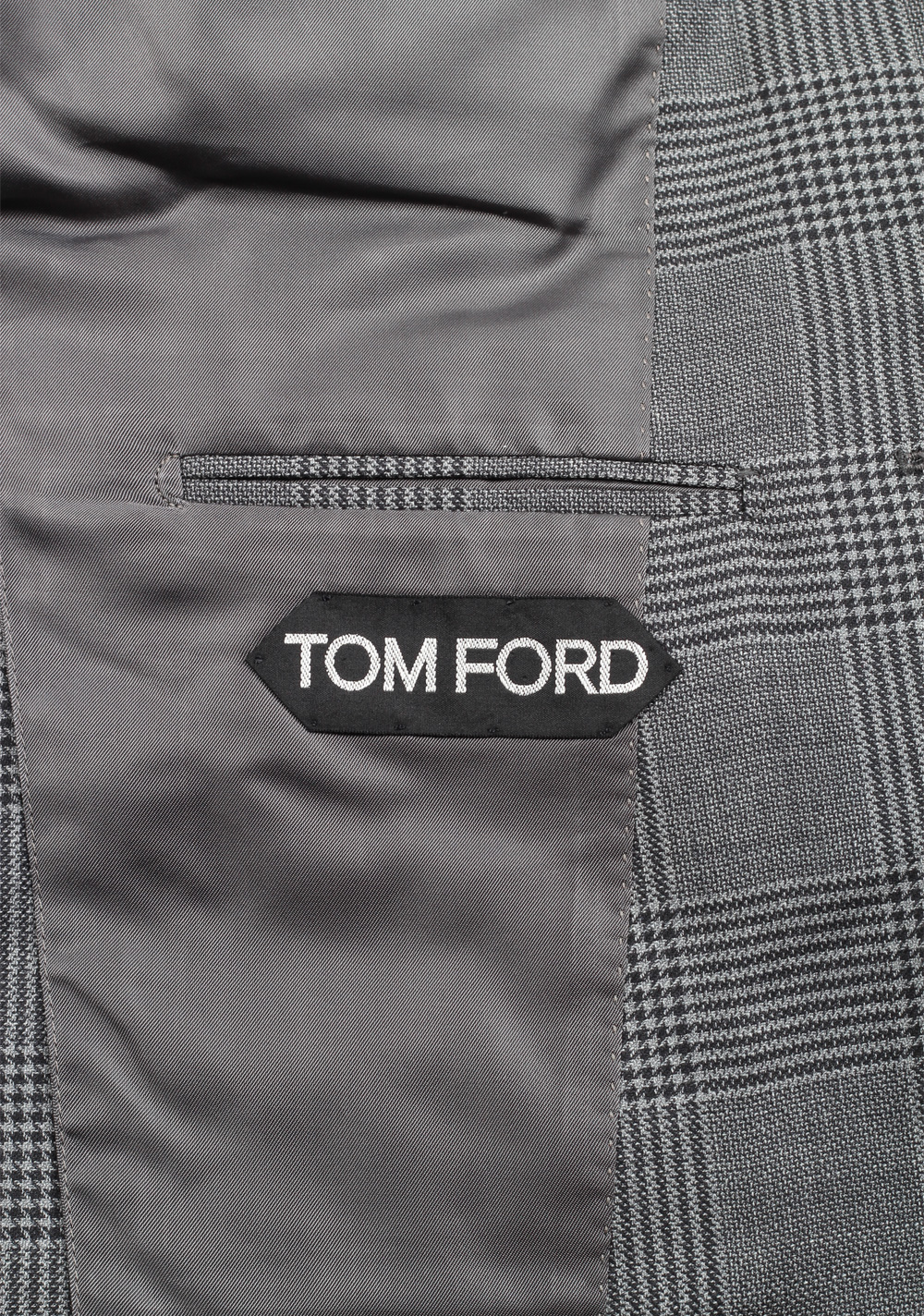 TOM FORD Shelton Checked Gray Suit Size 48 / 38R U.S. In Wool Silk | Costume Limité