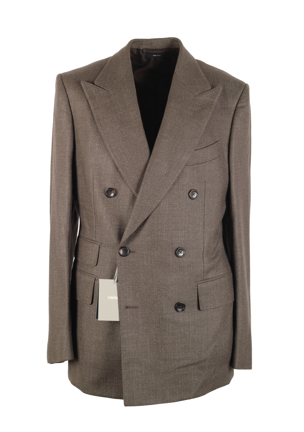 TOM FORD Shelton Brown Double Breasted Suit Size 48 / 38R U.S. In Wool | Costume Limité