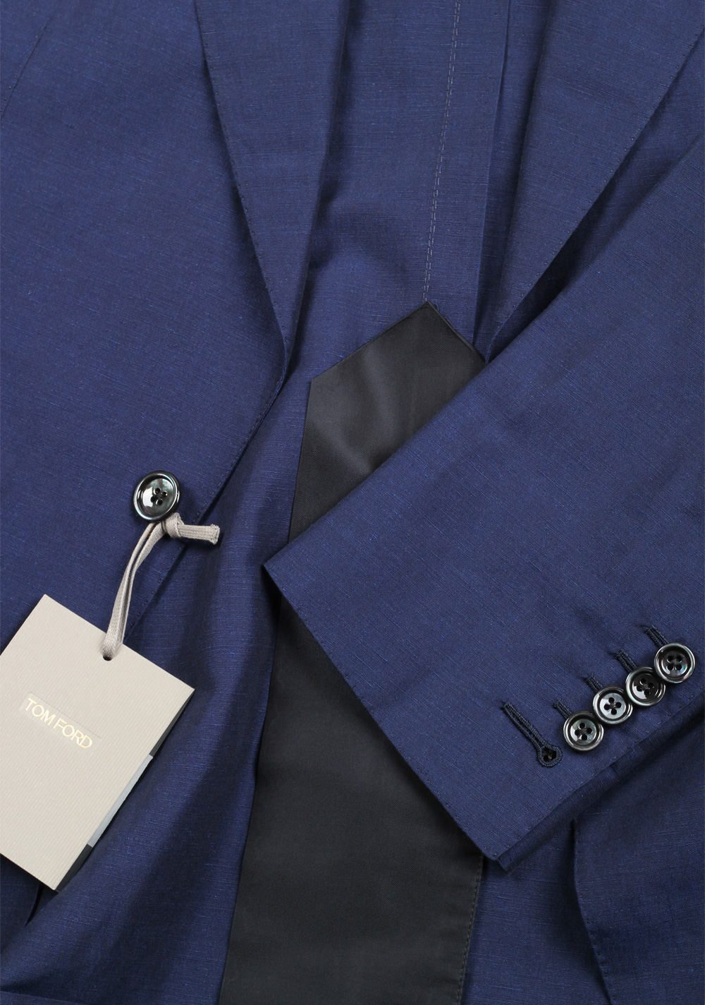 TOM FORD Shelton Blue Suit Size 48 / 38R U.S. In Linen Silk | Costume Limité