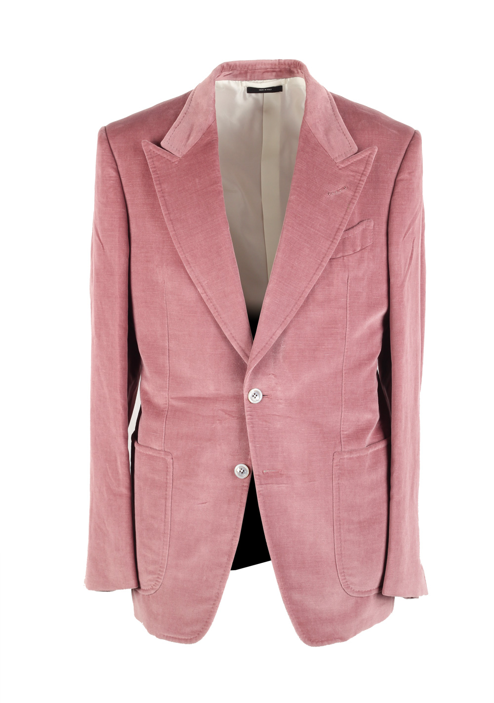 TOM FORD Shelton Pink Velvet Suit Size 48 / 38R U.S. In Cotton Linen | Costume Limité