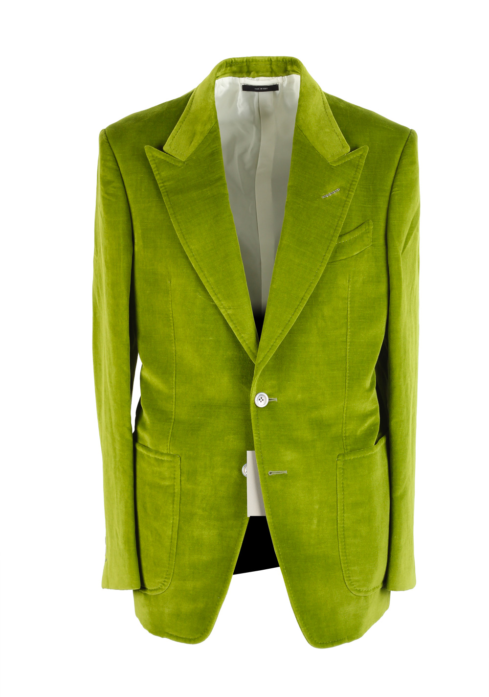 TOM FORD Shelton Green Velvet Suit Size 48 / 38R U.S. In Cotton Linen | Costume Limité