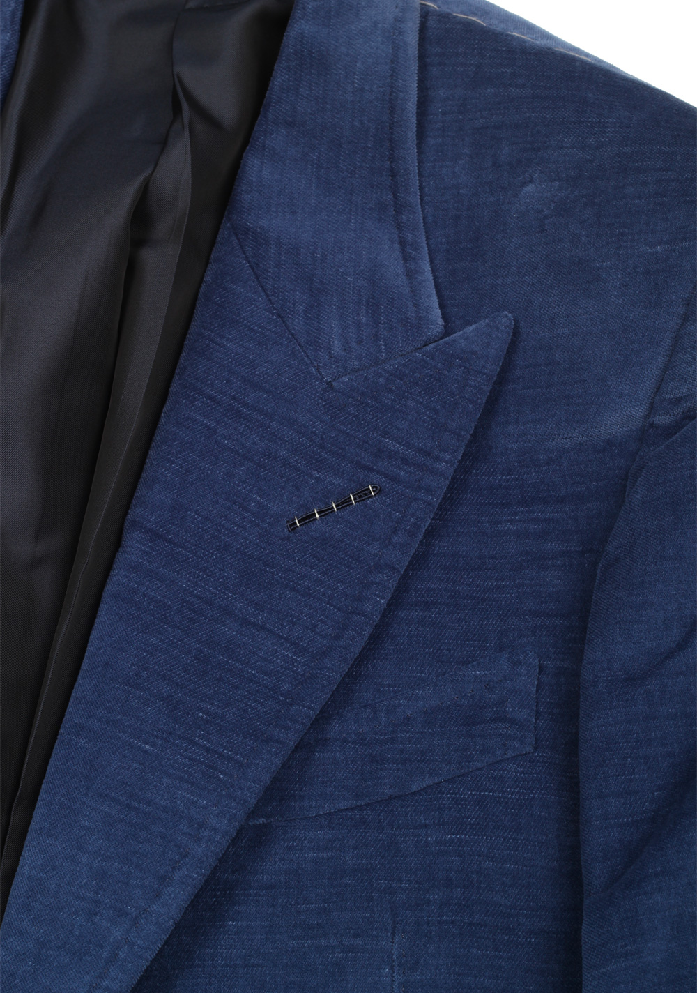 TOM FORD Shelton Blue Velvet Suit Size 48 / 38R U.S. In Cotton Linen | Costume Limité