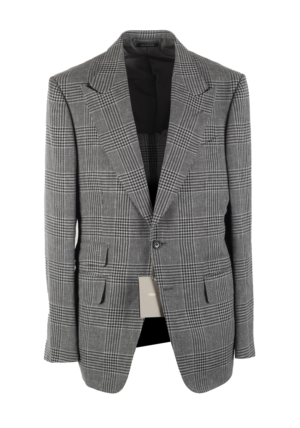 TOM FORD Shelton Checked Gray Suit Size 50 / 40R U.S. In Wool Linen Silk | Costume Limité