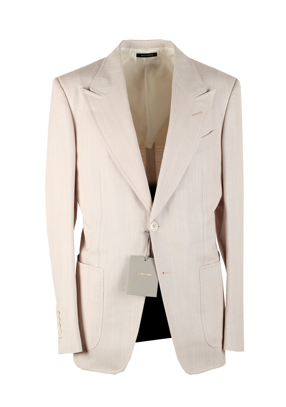 TOM FORD Shelton Beige Suit Size 48 / 38R U.S. In Silk | Costume Limité