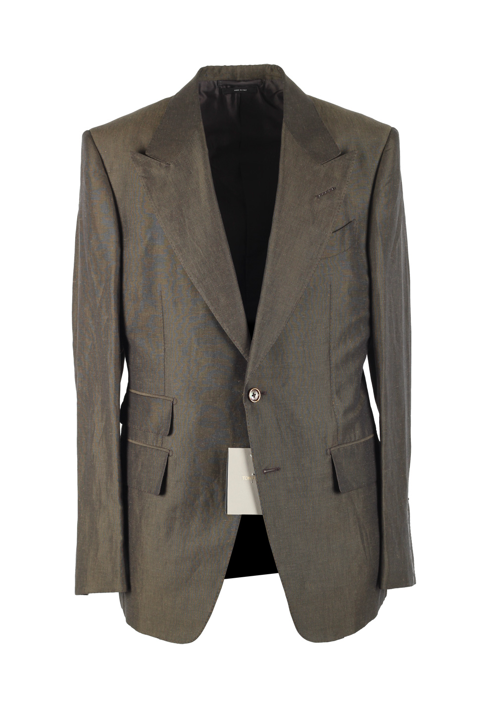 TOM FORD Shelton Green Suit Size 48 / 38R U.S. In Linen Silk | Costume Limité