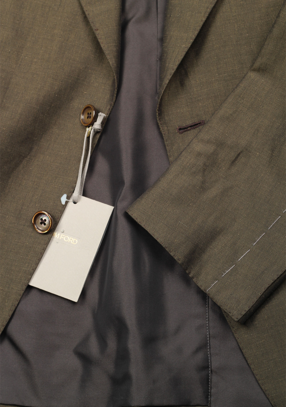 TOM FORD Shelton Green Suit Size 48 / 38R U.S. In Linen Silk | Costume Limité