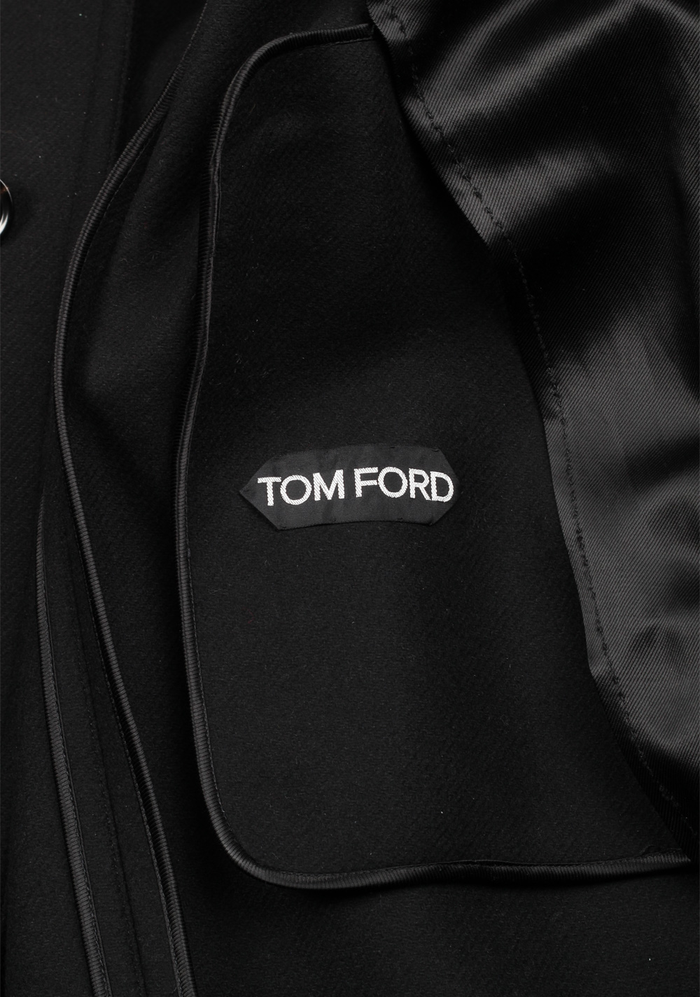 TOM FORD Shearling Trimmed Black Over Coat Size 48 / 38R U.S. Outerwear | Costume Limité