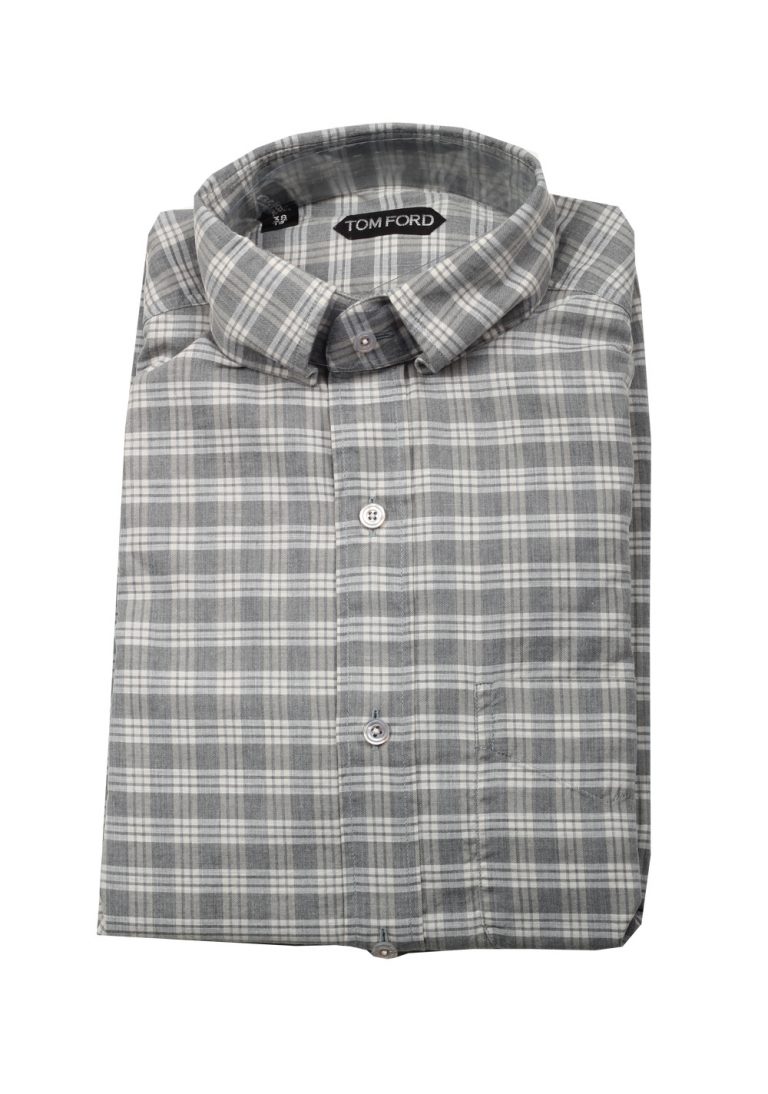 TOM FORD Checked Gray Button Down Casual Shirt Size 38 / 15 U.S. - thumbnail | Costume Limité