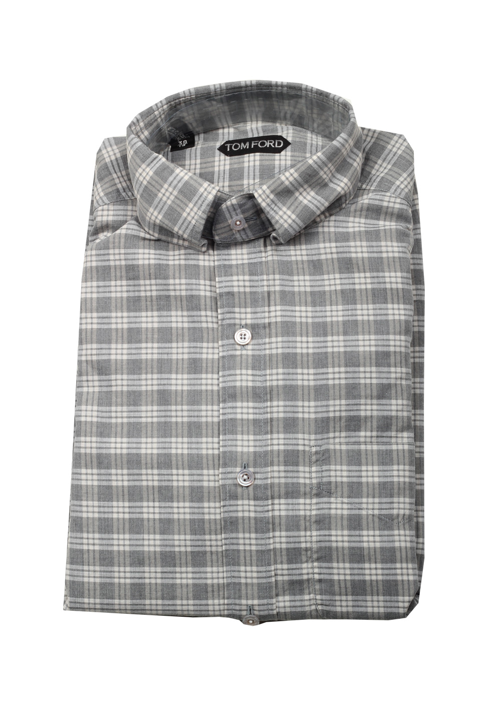 TOM FORD Checked Gray Button Down Casual Shirt Size 38 / 15 U.S. | Costume Limité