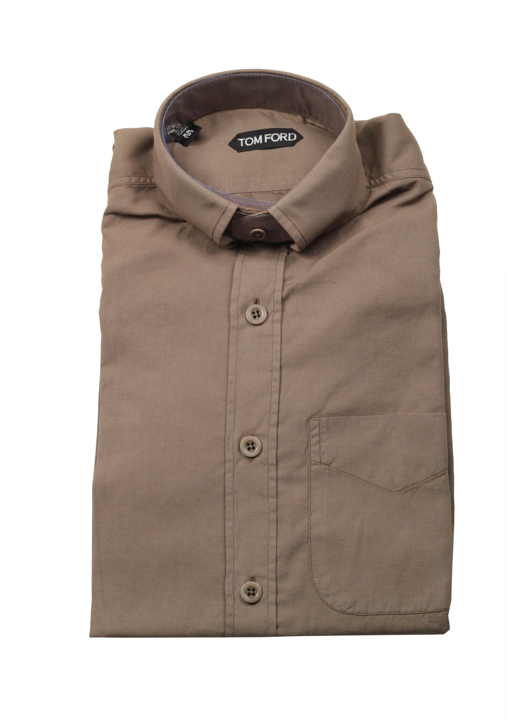 TOM FORD Solid Brown Casual Button Down Shirt Size 39 / 15,5 U.S. | Costume Limité