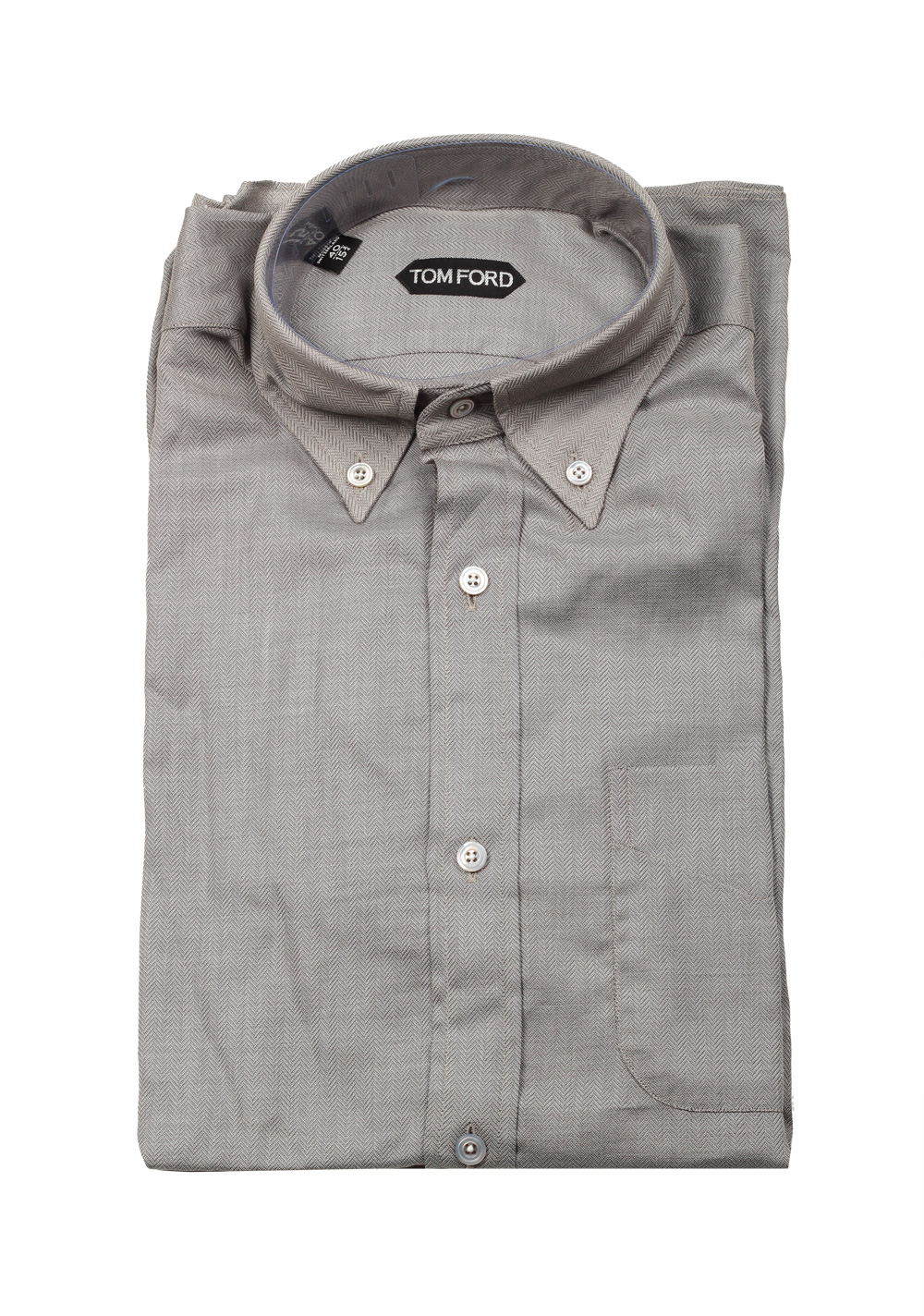 TOM FORD Solid Gray Button Down Casual Shirt Size 40 / 15,75 U.S. | Costume Limité