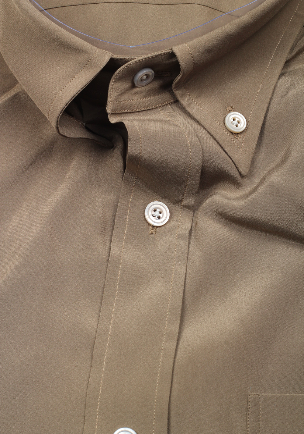 TOM FORD Solid Brown Button Down Casual Shirt Size 40 / 15,75 U.S. In Silk | Costume Limité