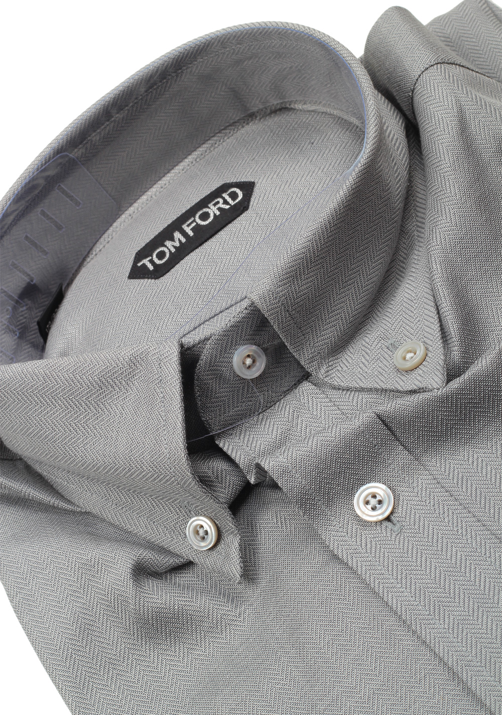 TOM FORD Solid Gray Button Down Casual Shirt Size 40 / 15,75 U.S. | Costume Limité