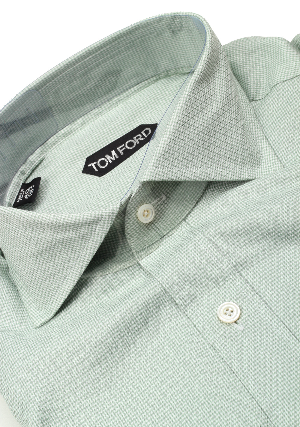 TOM FORD White Green Dress Shirt Size 40 / 15,75 U.S. | Costume Limité