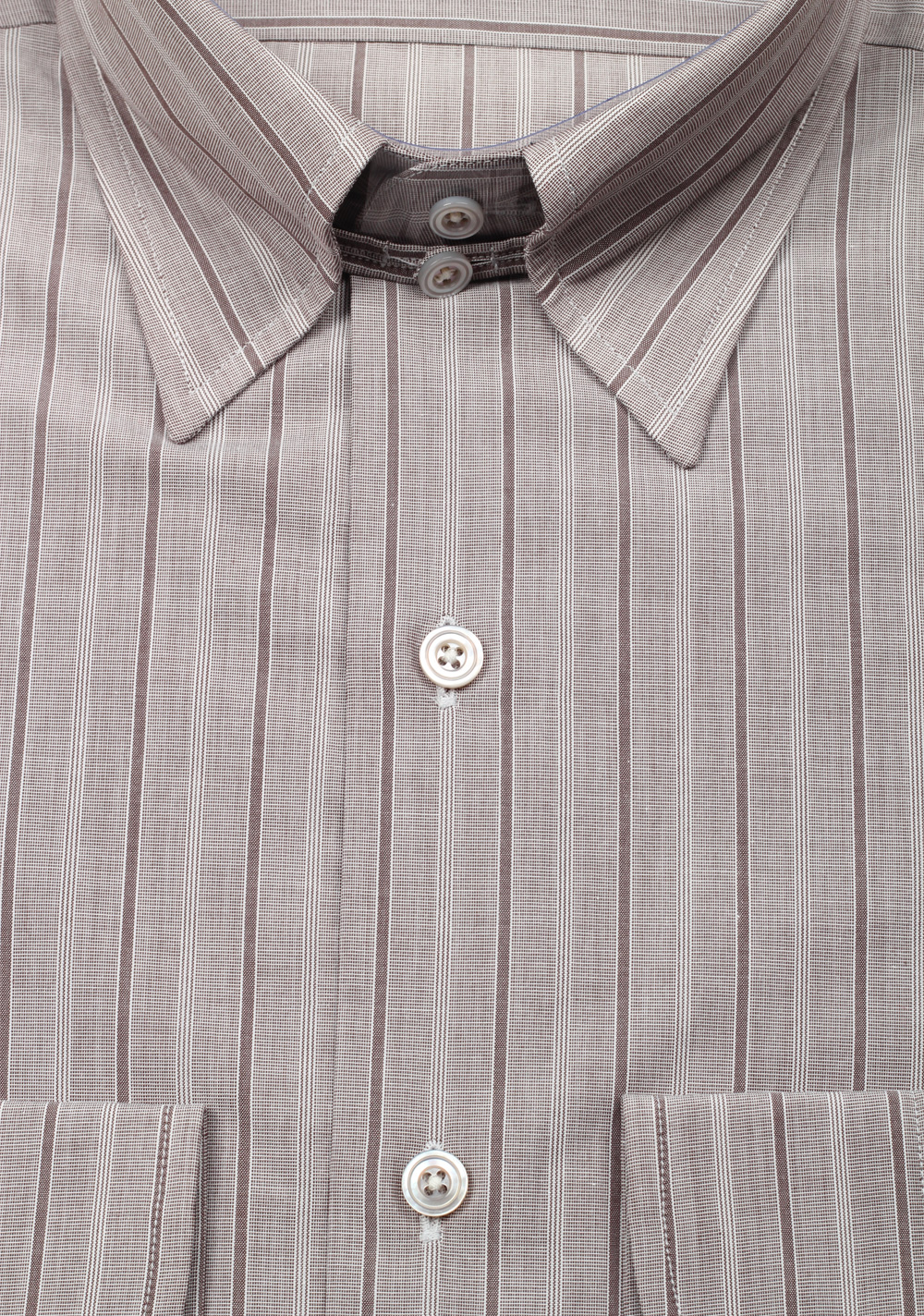 TOM FORD Striped Grayish Brown High Collar Dress Shirt Size 40 / 15,75 U.S. | Costume Limité