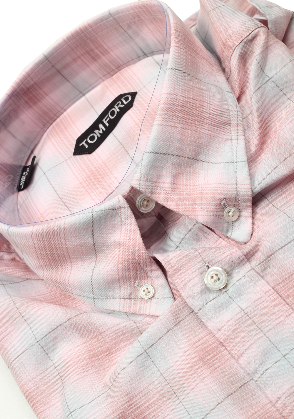 TOM FORD Checked White Pink Casual Button Down Shirt Size 40 / 15,75 U.S. | Costume Limité