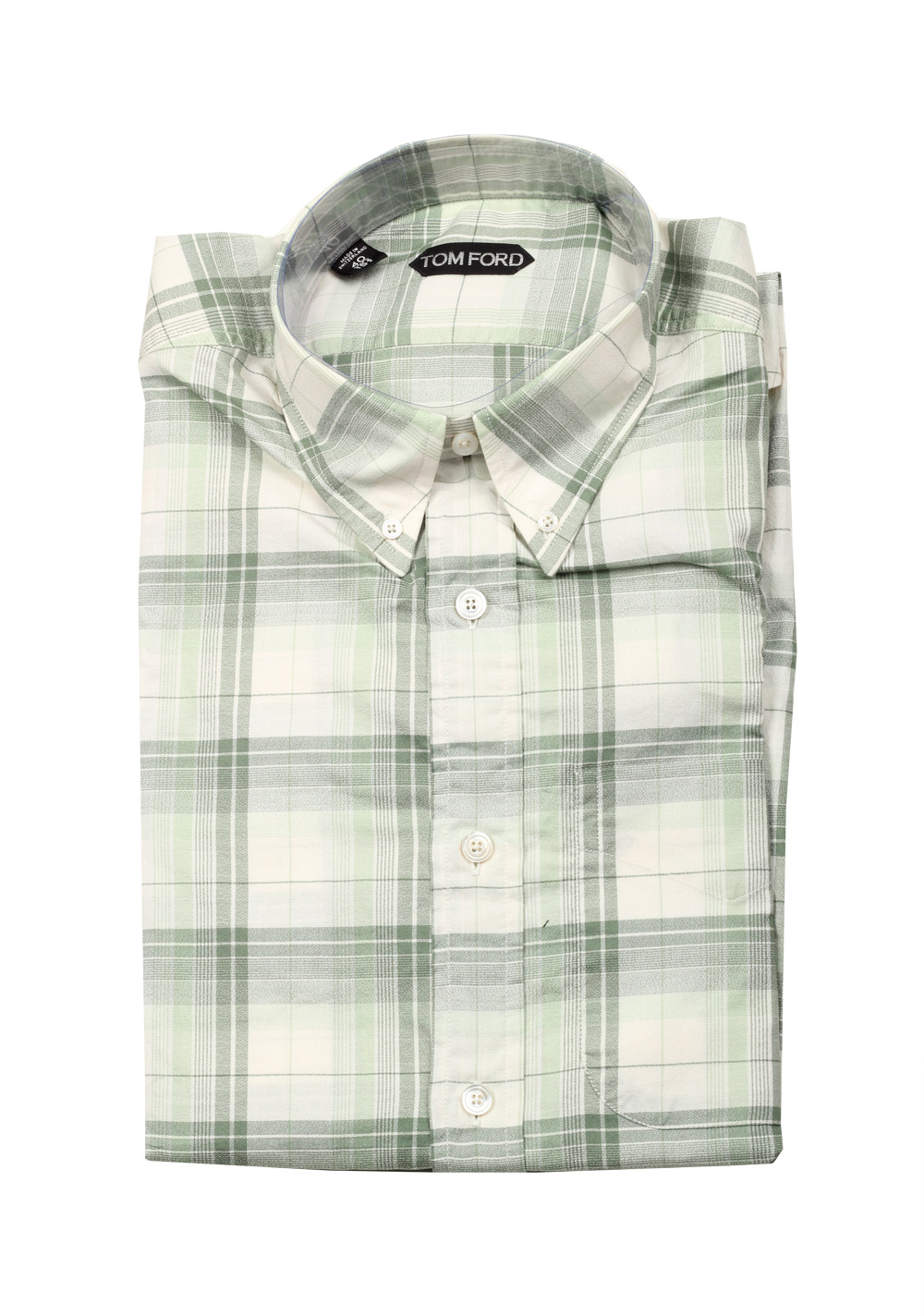 TOM FORD Checked Green Casual Button Down Shirt Size 40 / 15,75 U.S. | Costume Limité