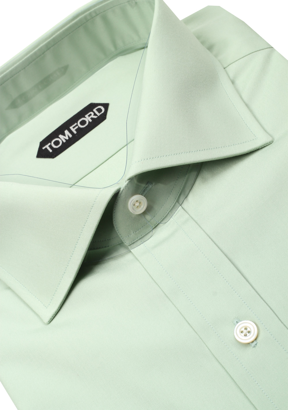 TOM FORD Solid Blue Green Shirt Size 44 / 17,5 U.S. | Costume Limité