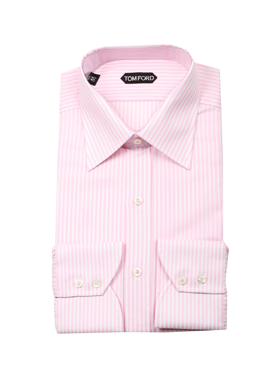 TOM FORD Striped Pink White Dress Shirt Size 44 / 17,5 U.S. | Costume Limité