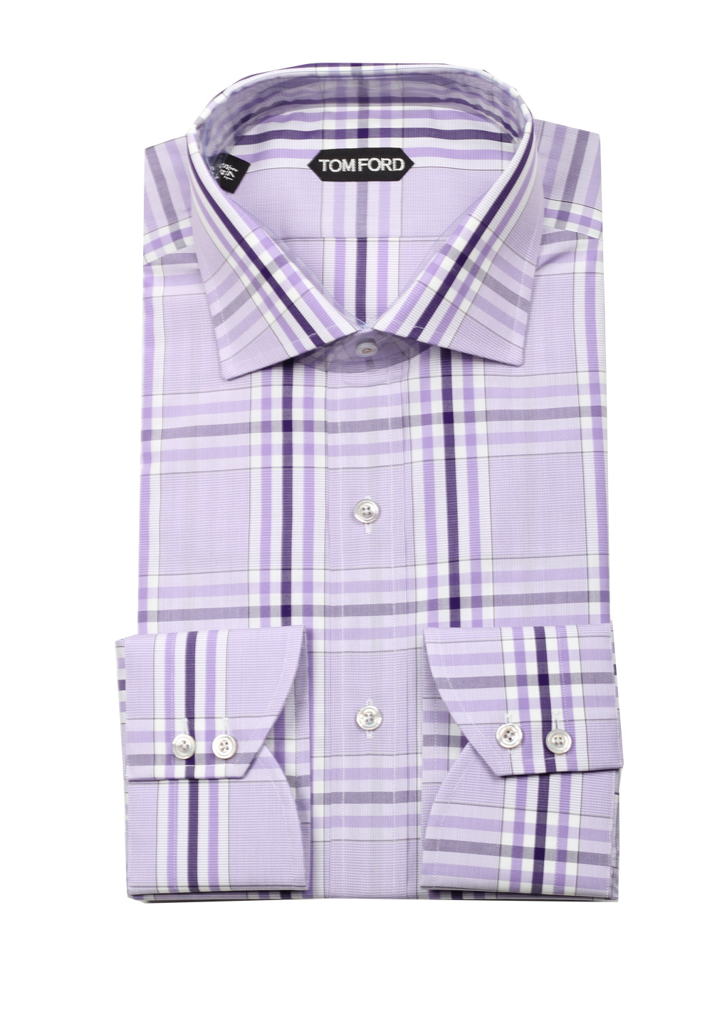 TOM FORD Checked Lilac Dress Shirt Size 45 / 17,75 U.S. | Costume Limité