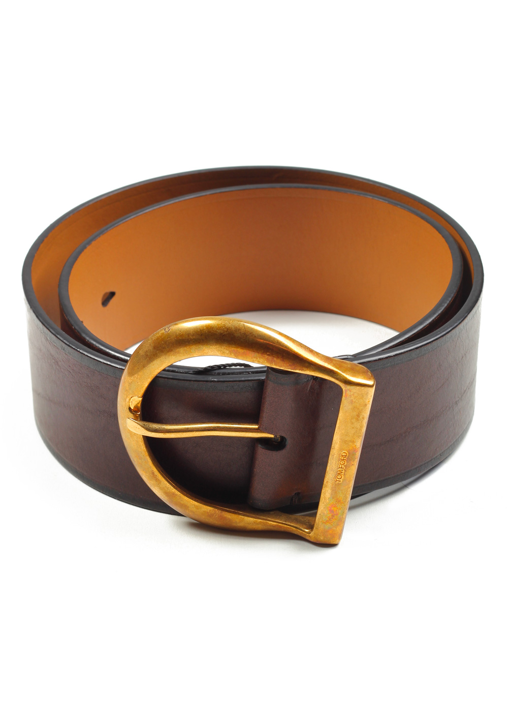 TOM FORD Brown Casual Leather Brass Belt Size 110 / 40 U.S. | Costume Limité