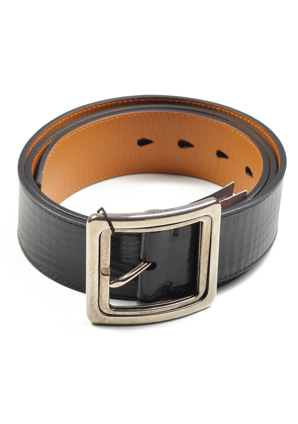 TOM FORD Black Casual Leather Silver Belt Size 120 / 44 U.S. | Costume Limité