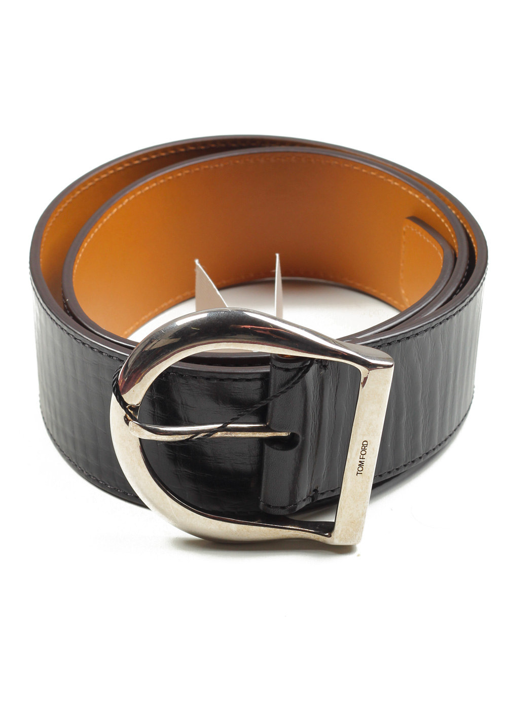 TOM FORD Black Casual Leather Silver Belt Size 95 / 34 U.S. | Costume Limité