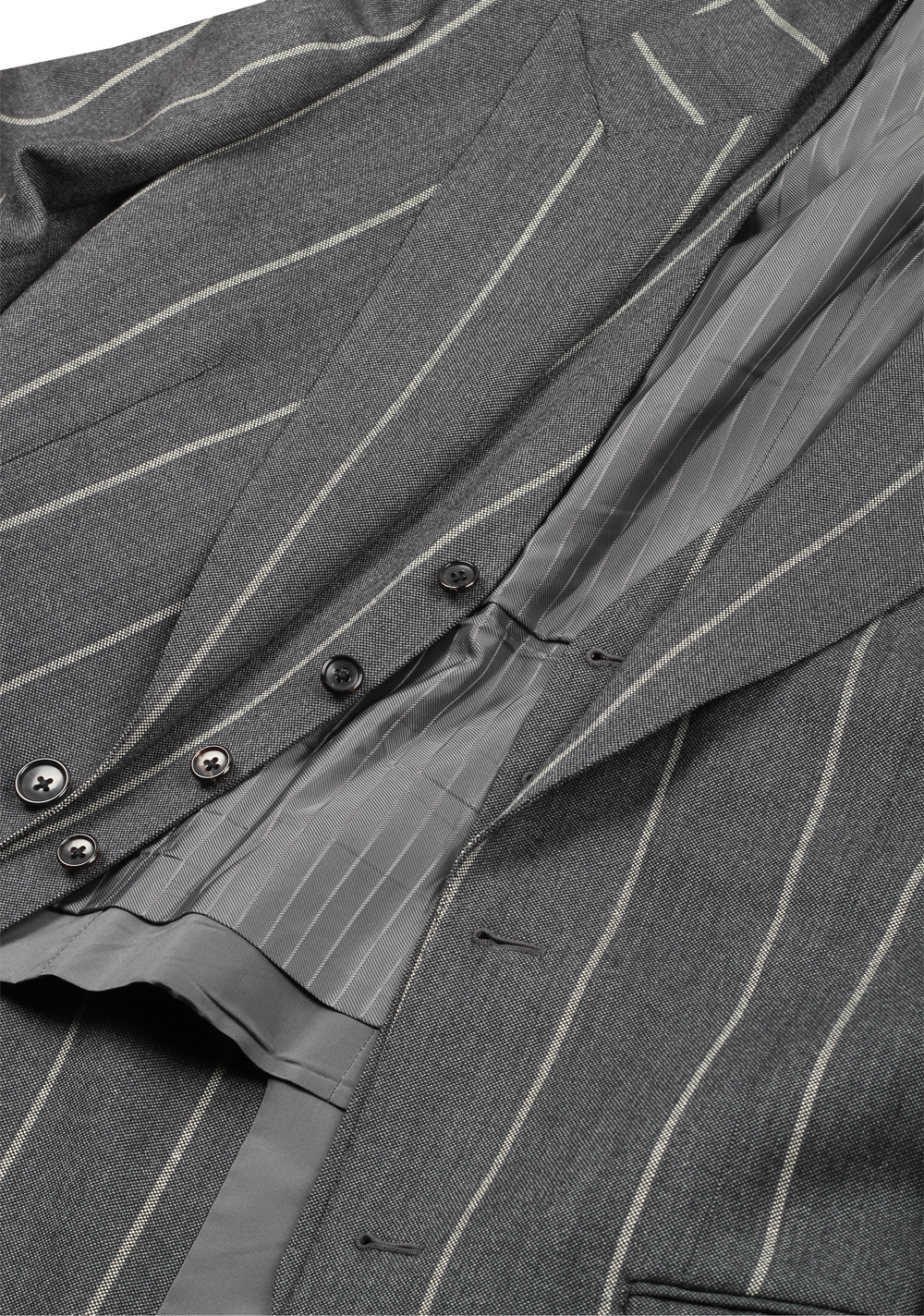 TOM FORD Spencer Striped Gray 3 Piece Suit Size 48 / 38R U.S. Wool Fit D | Costume Limité