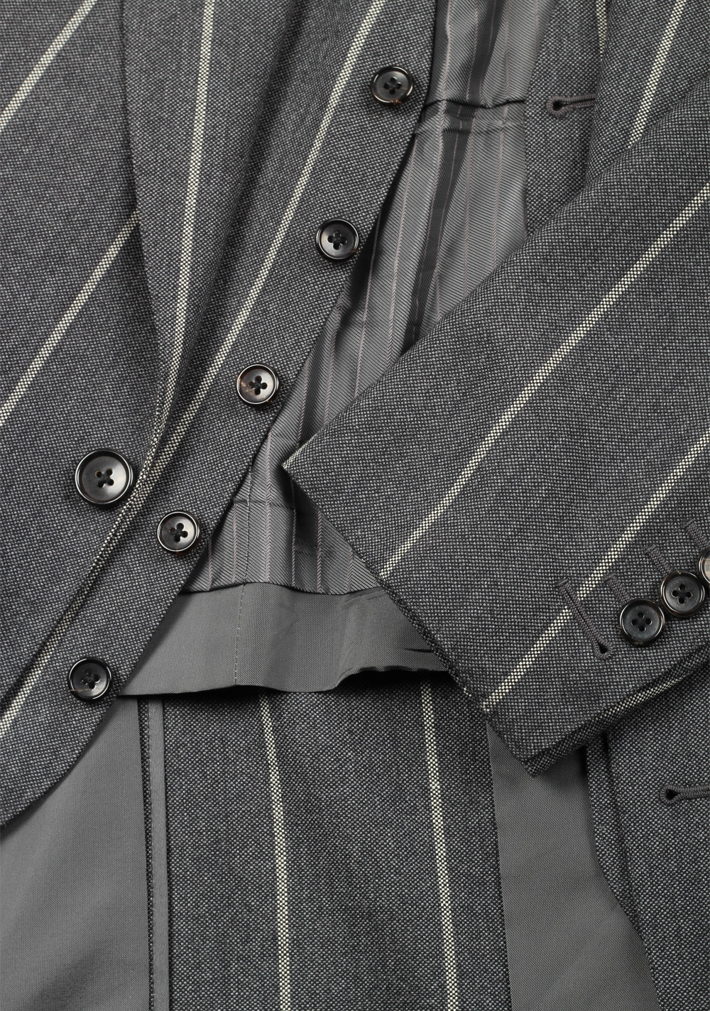 TOM FORD Spencer Striped Gray 3 Piece Suit Size 48 / 38R U.S. Wool Fit D | Costume Limité