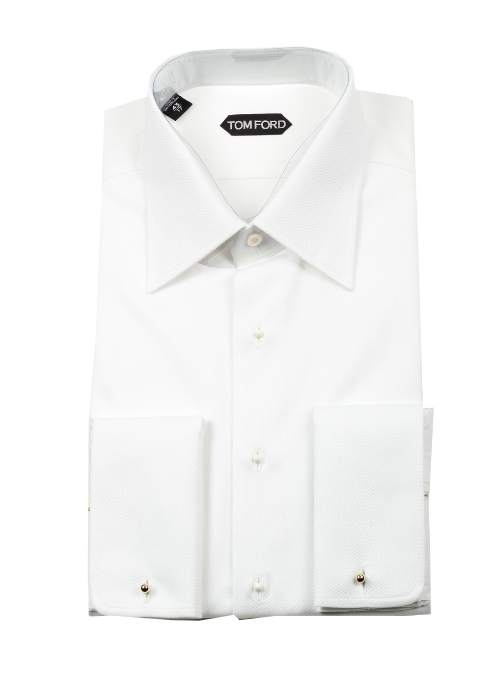 TOM FORD Solid White Tuxedo Shirt Size 43 / 17 U.S. | Costume Limité