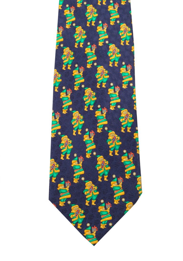 Zegna Patterned Blue Christmas Tie In Silk - thumbnail | Costume Limité