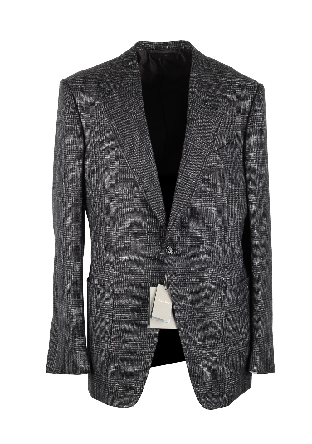 TOM FORD Shelton Checked Gray Sport Coat Size 52 / 42R U.S. In Cashmere Silk | Costume Limité