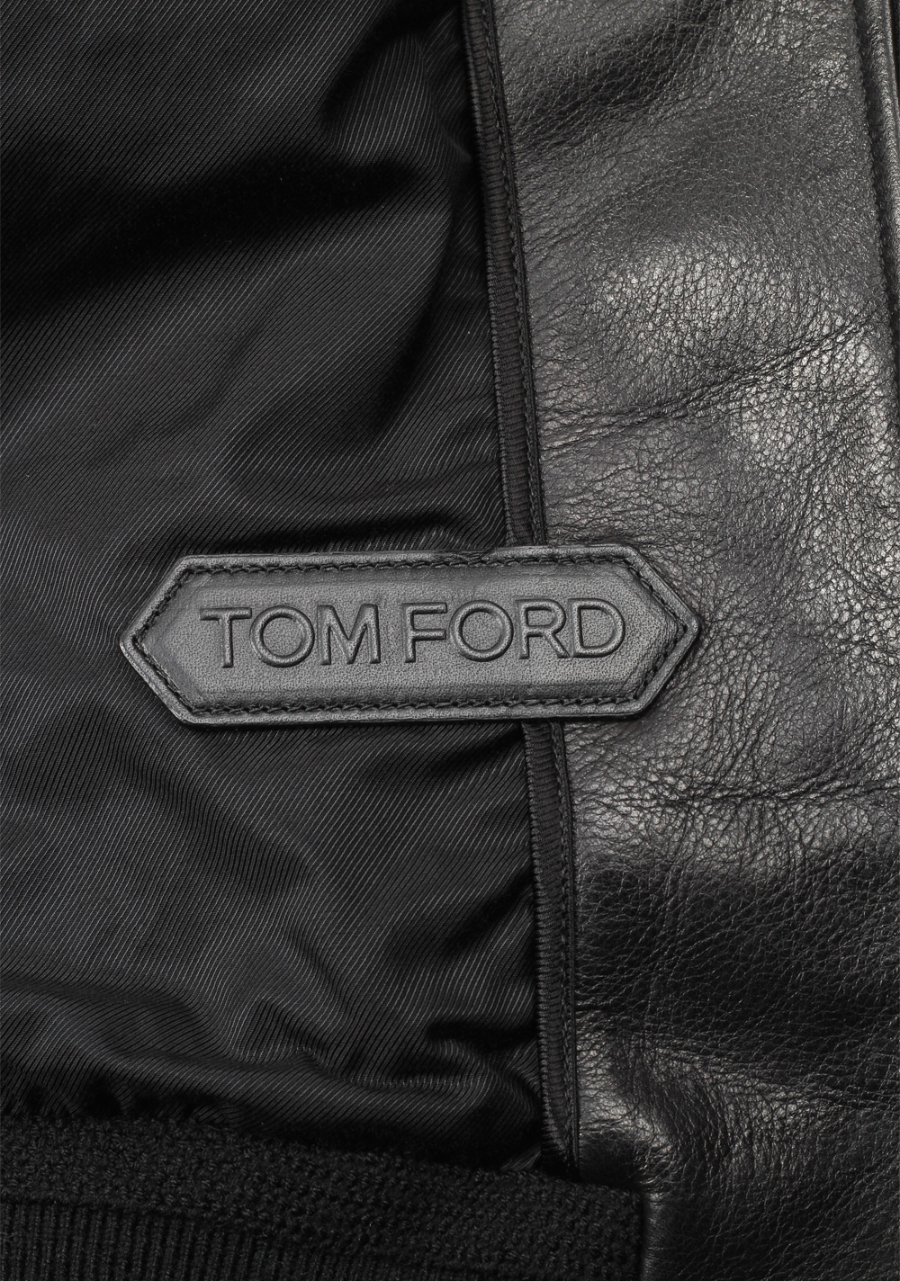 TOM FORD Black Leather Jacket Coat Size 52 / 42R U.S. Outerwear ...