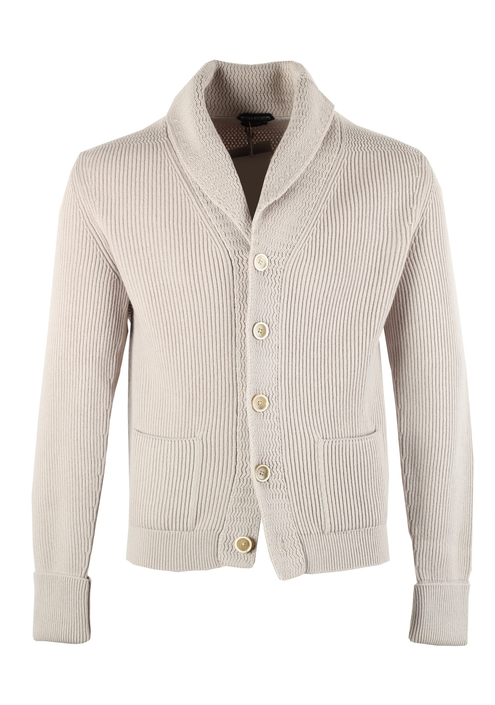 TOM FORD Beige Shawl Collar Cardigan 007 / McQueen Size 52 / 42R U.S. in Cashmere | Costume Limité