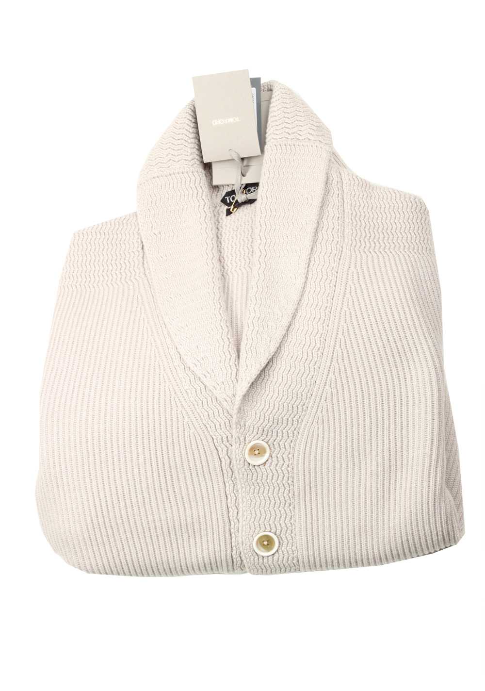 TOM FORD Beige Shawl Collar Cardigan 007 / McQueen Size 52 / 42R U.S. in Cashmere | Costume Limité