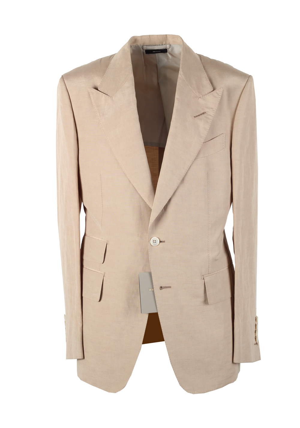 TOM FORD Shelton Beige Suit Size 48 / 38R U.S. In Linen Silk | Costume Limité