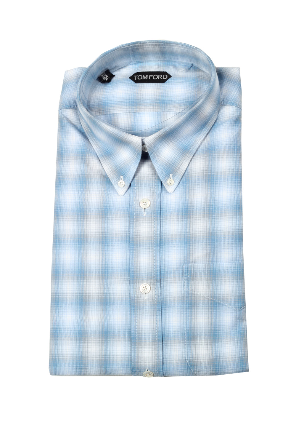 TOM FORD Checked Blue Button Down Casual Shirt Size 42 / 16,5 U.S. | Costume Limité