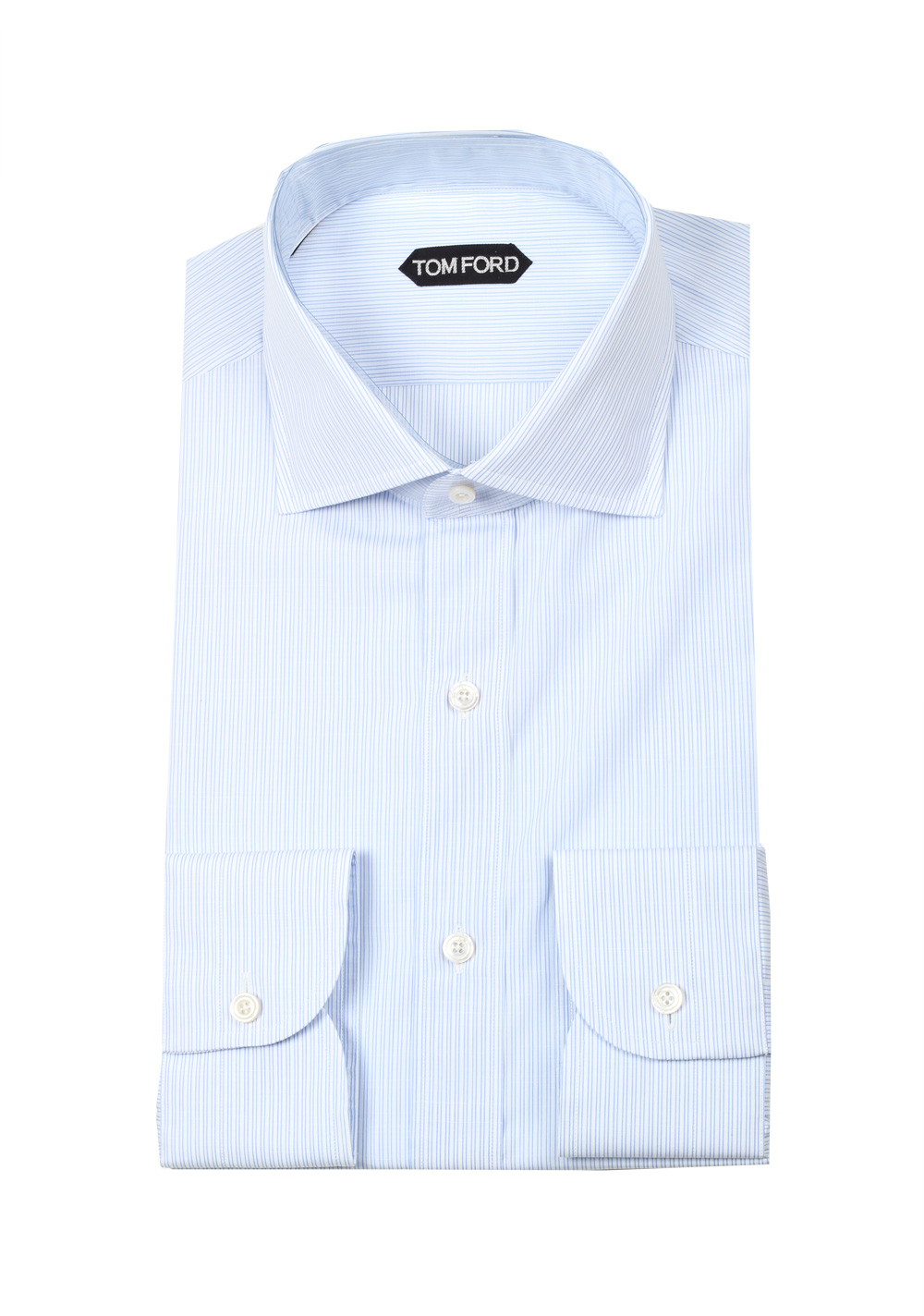 TOM FORD Striped Blue White Dress Shirt Size 45 / 17,75 U.S. | Costume Limité