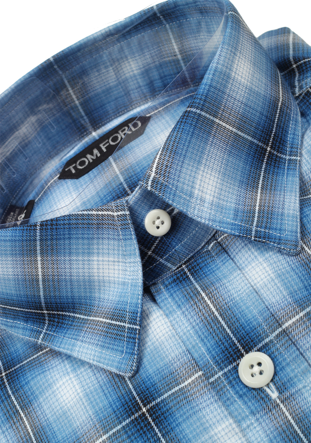 TOM FORD Checked Blue Western Casual Shirt Size 40 / 15,75 U.S. | Costume Limité
