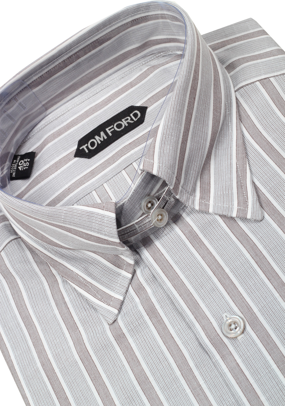 TOM FORD Striped Gray High Collar Dress Shirt Size 40 / 15,75 U.S ...