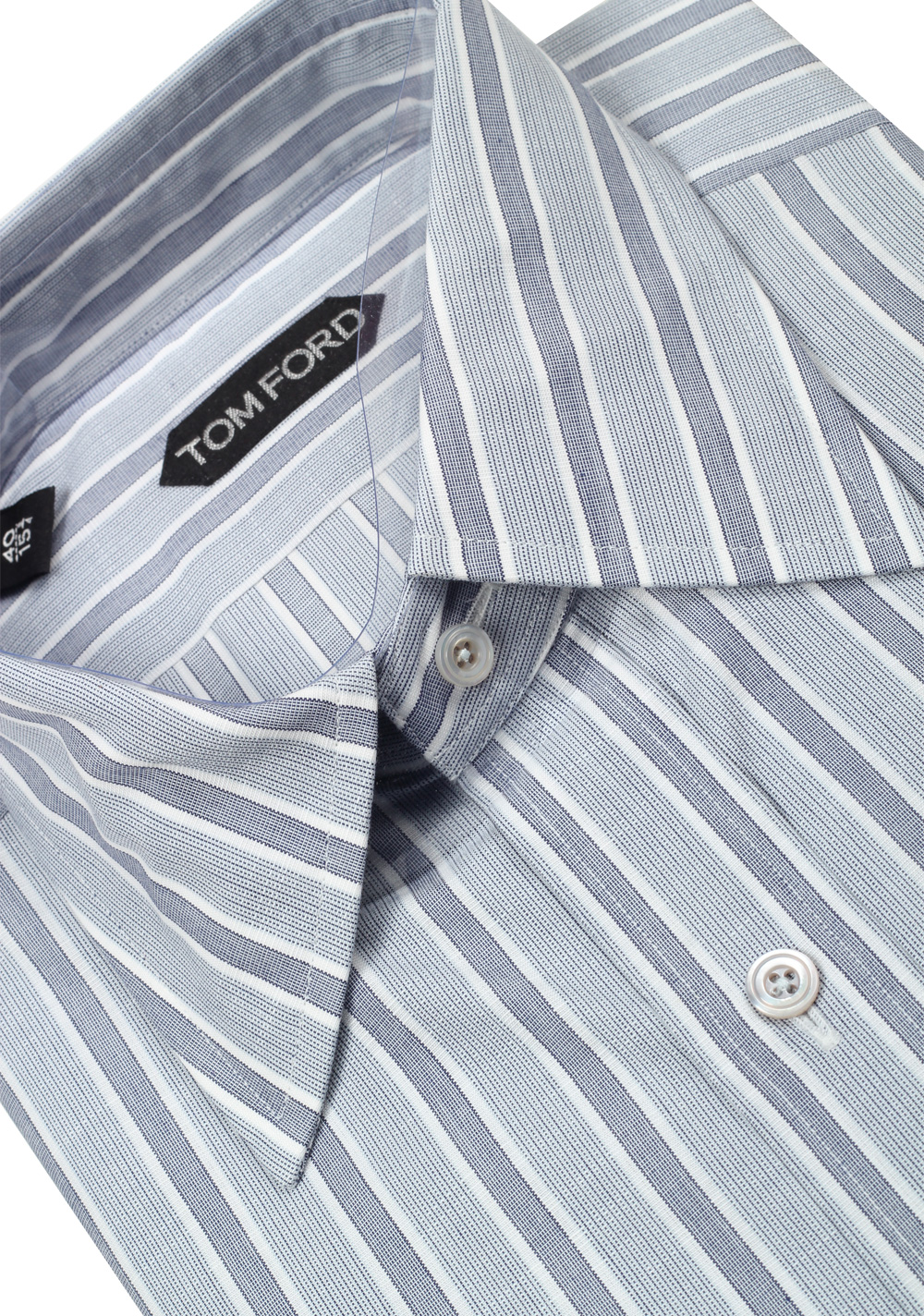 TOM FORD Striped Gray High Collar Dress Shirt Size 40 / 15,75 U.S. | Costume Limité