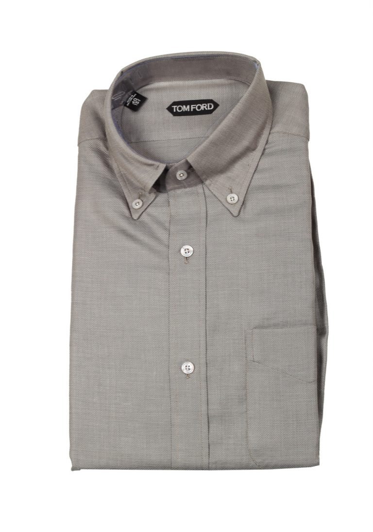 TOM FORD Solid Gray Button Down Dress Shirt Size 40 / 15,75 U.S. - thumbnail | Costume Limité