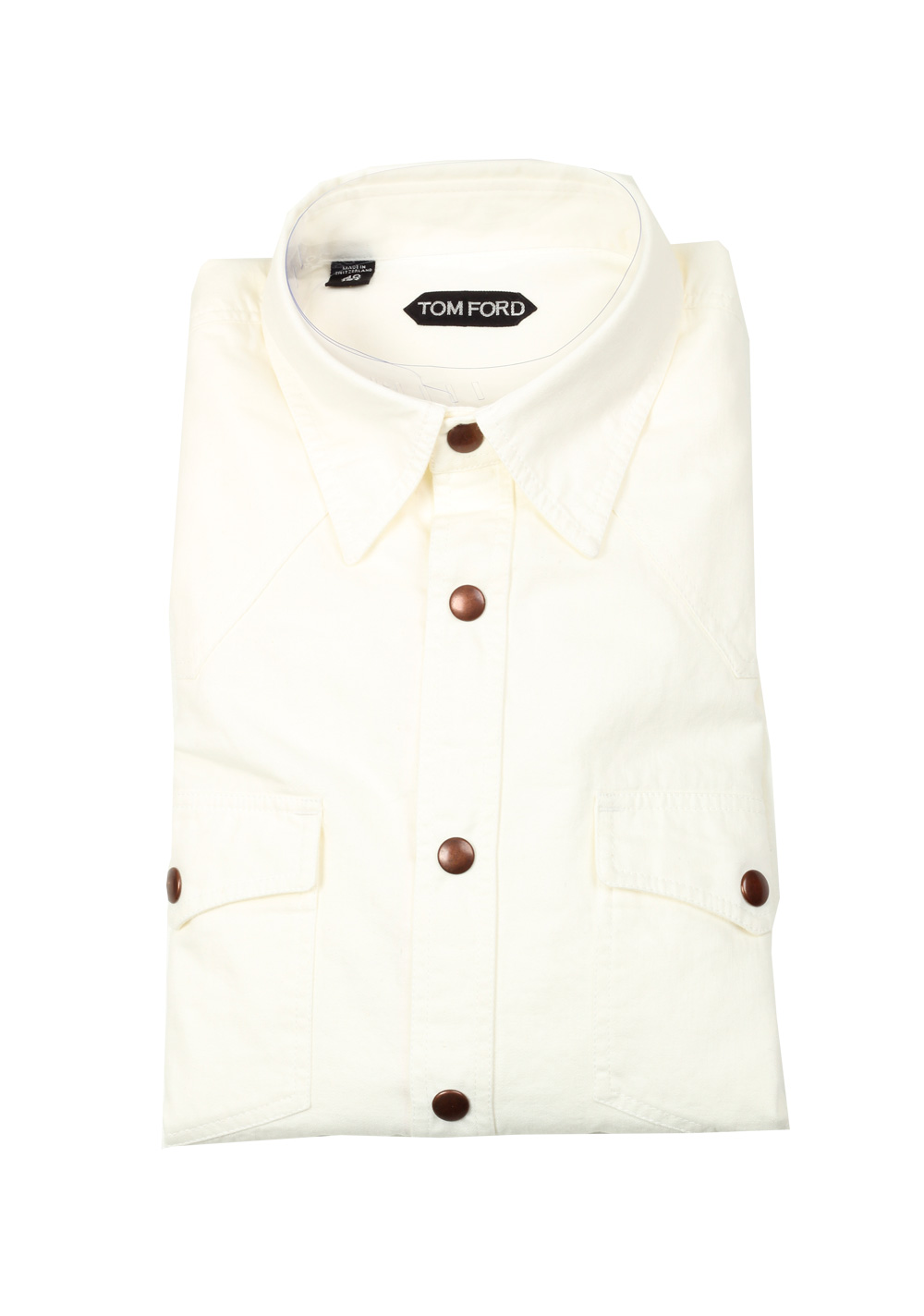 TOM FORD Solid Off White Casual Shirt Size 40 / 15,75 U.S. | Costume Limité