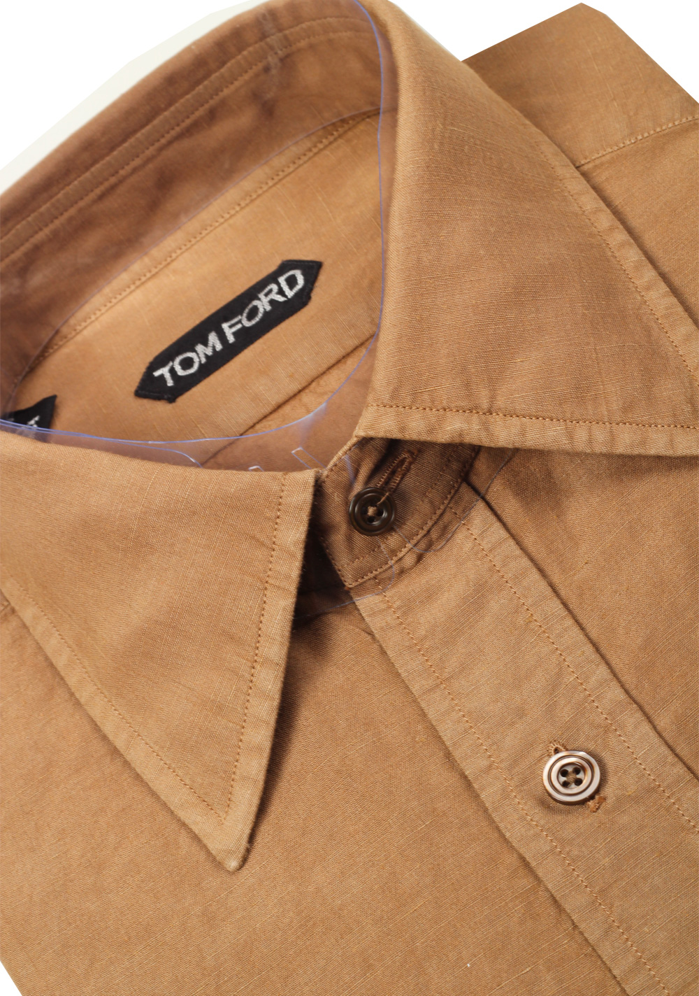 TOM FORD Solid Brown Dress Shirt Size 40 / 15,75 U.S. | Costume Limité