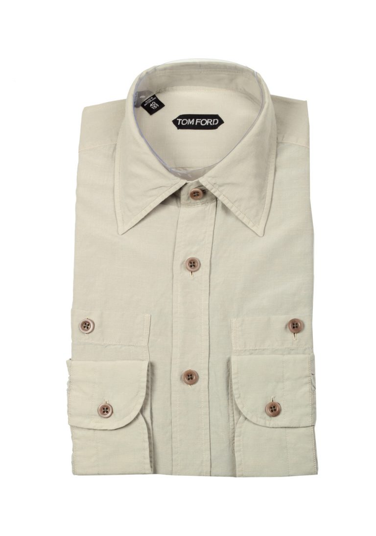 TOM FORD Solid Beige Casual Shirt Size 40 / 15,75 U.S. - thumbnail | Costume Limité