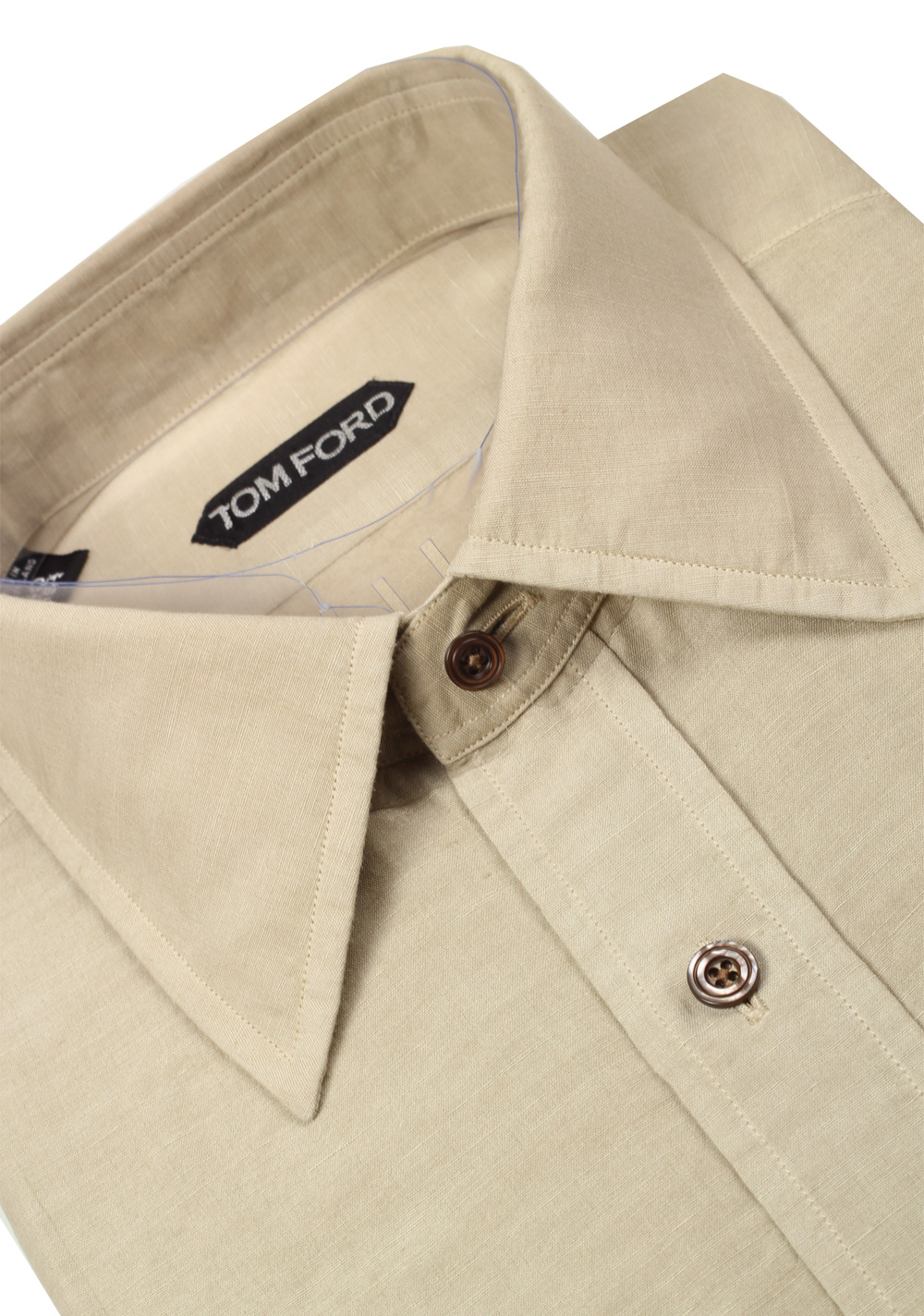 TOM FORD Solid Beige Dress Shirt Size 40 / 15,75 U.S. | Costume Limité