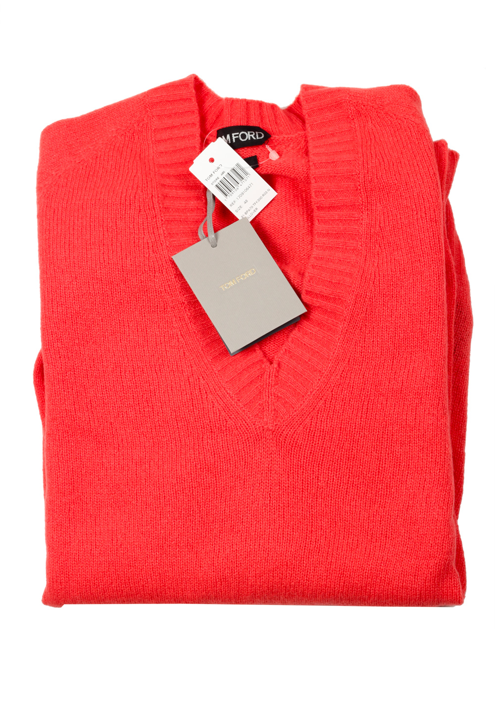 TOM FORD Salmon V Neck Sweater Size 48 / 38R U.S. In Cashmere Blend | Costume Limité