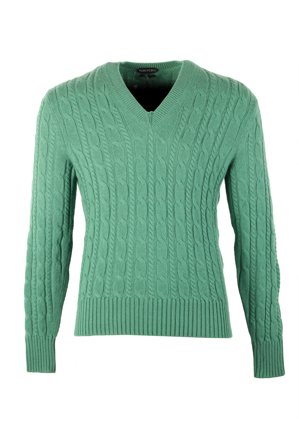 TOM FORD Green V Neck Sweater Size 48 / 38R U.S. In Cashmere | Costume Limité