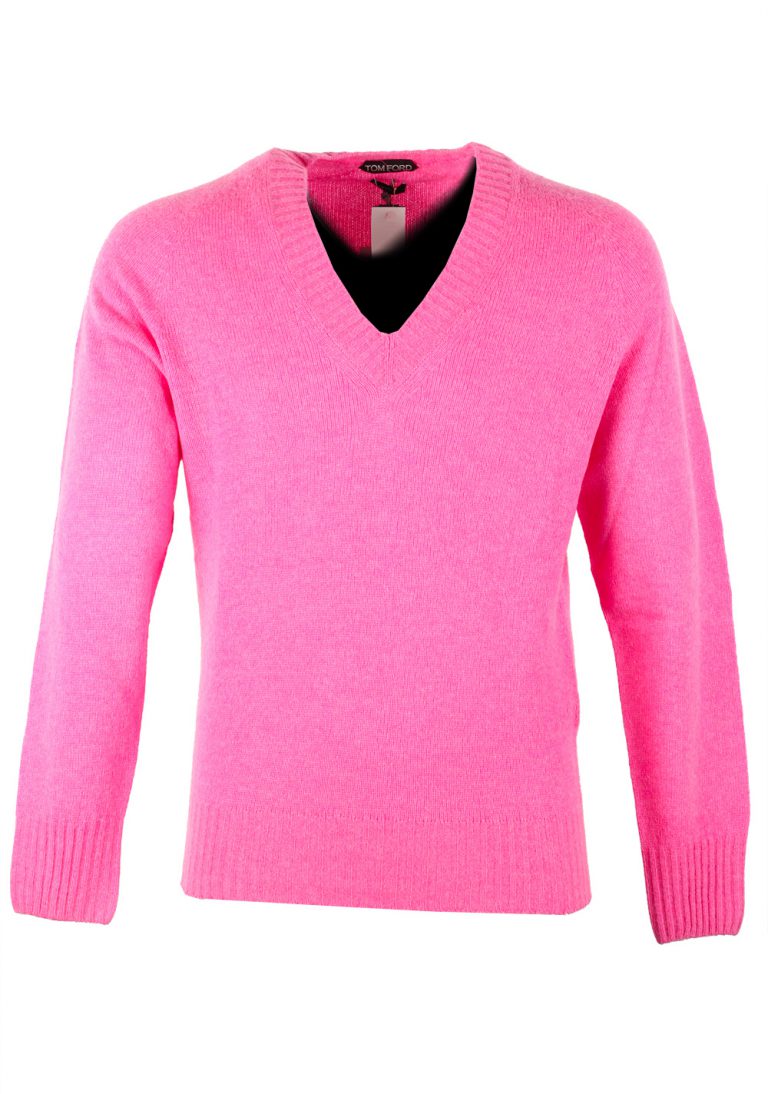 TOM FORD Pink V Neck Sweater Size 48 / 38R U.S. In Cashmere Blend - thumbnail | Costume Limité